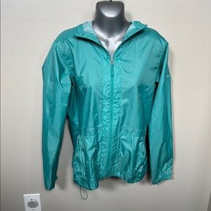 Columbia Blue Ski Jacket with High Collar and Relaxed Fit